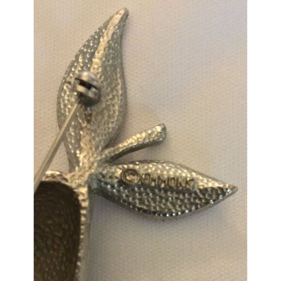 Vintage Signed EMMONS Goldtone Textured PEAR Shape Pin Brooch - Picture 8 of 9